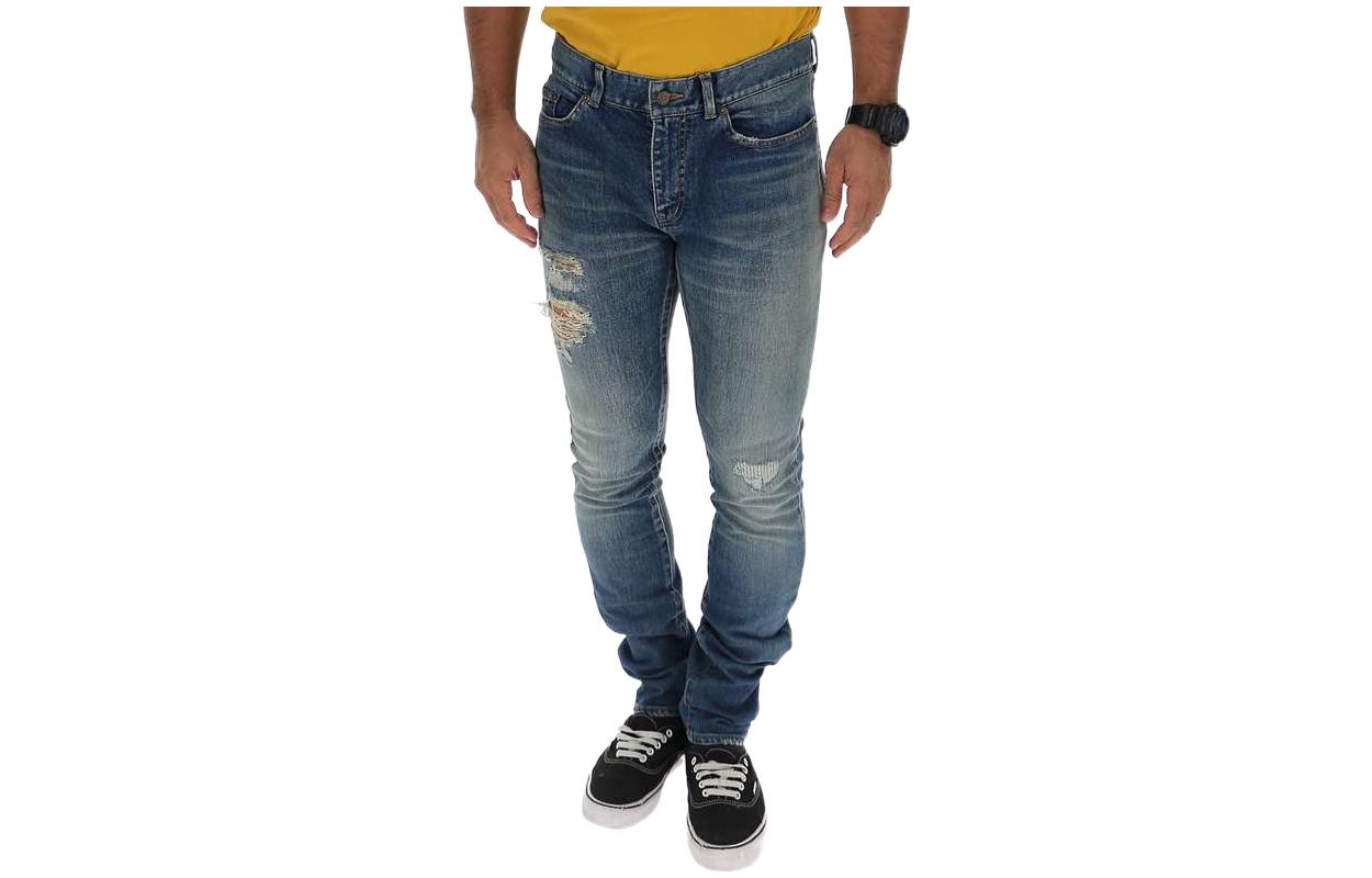 Order 圣罗兰男士蓝色做旧直筒牛仔裤 578962YA5074781