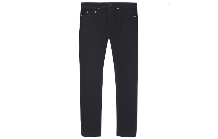 SAINT LAURENT Distressed Slim-Fit Black Denim Jeans with Pockets 670614YF8991220