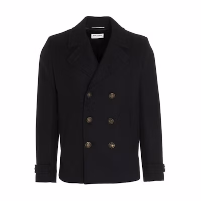 Saint Laurent Double-Breasted Solid Black Jacket 627374Y1B731000
