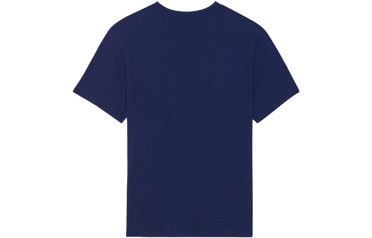 Lookbook 생로랑 남성용 자수 블루 크루넥 티셔츠. 749102Y37IL4573