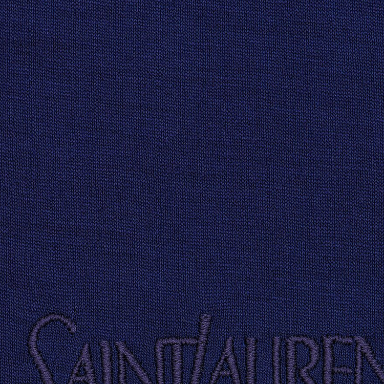 Details for 생로랑 남성용 자수 블루 크루넥 티셔츠. 749102Y37IL4573