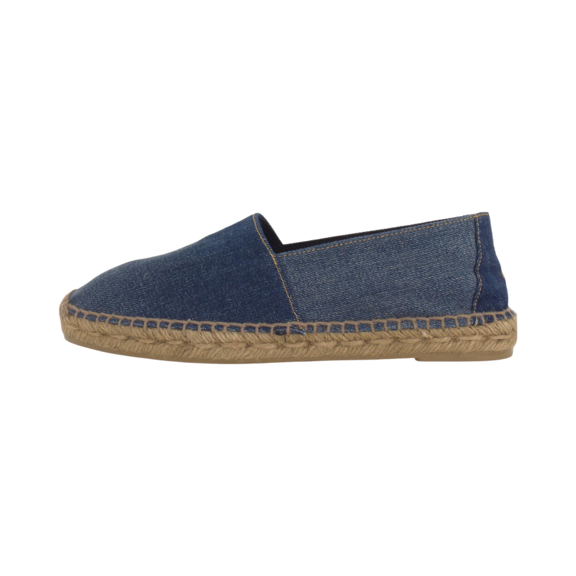 Saint Laurent Embroidered Denim Espadrilles Blue Casual Shoes 67616228Z004110