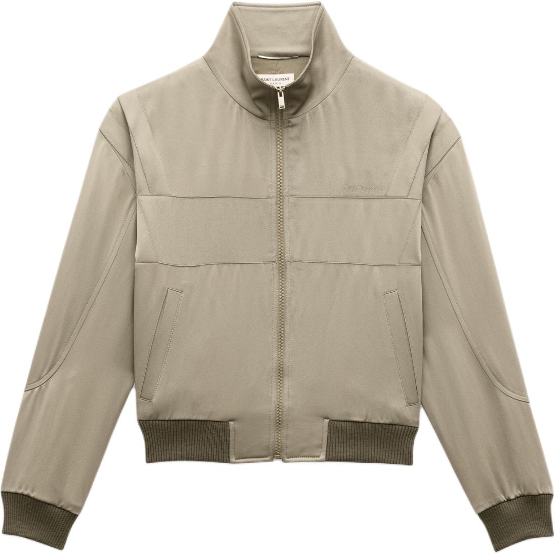 Saint Laurent Embroidered Letter Bomber Jacket Men’s Light Khaki 779952Y3H123368