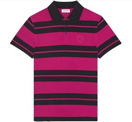 SAINT LAURENT Polo Rajut Bergaris Logo Bordir Ungu 662016Y36GR5610 Order SAINT LAURENT Polo Rajut Bergaris Logo Bordir Ungu 662016Y36GR5610