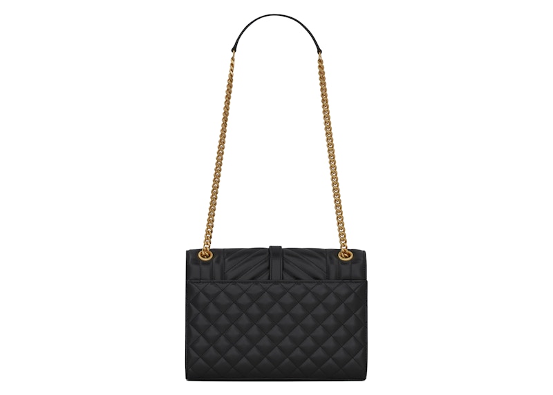 Order 聖羅蘭中號信封包 斜紋縫製皮革黑色