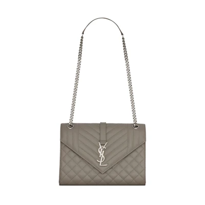 Saint Laurent Envelope Bag Medium Mix Matelasse Stone Grey