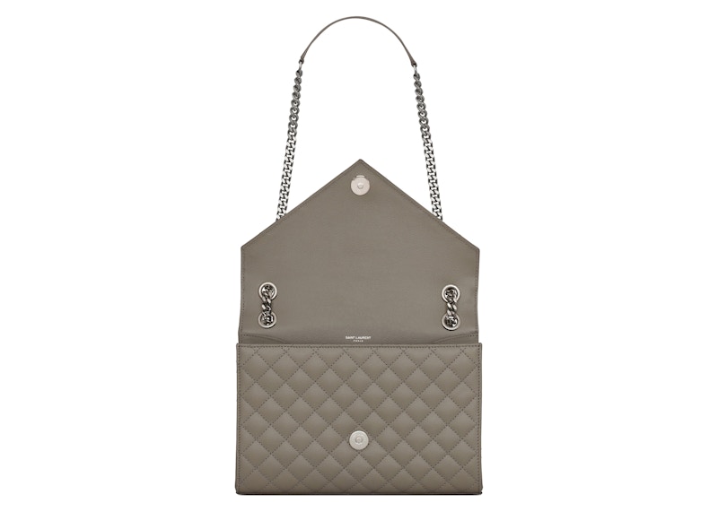 Lookbook 聖羅蘭中號信封包混合絎縫石灰色