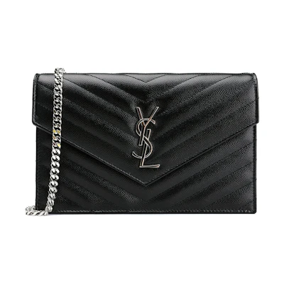 Saint Laurent Envelope Chain Wallet Black
