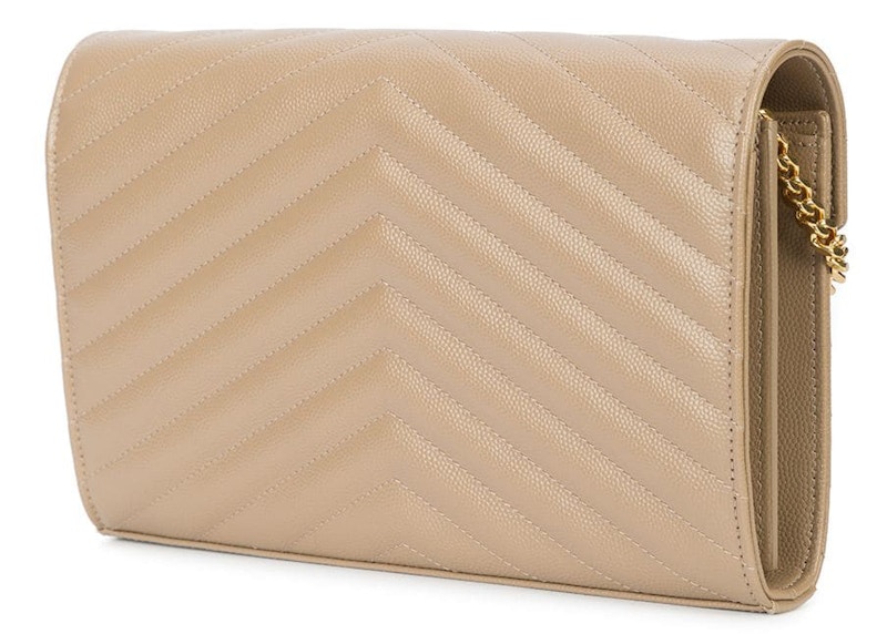 Saint Laurent Envelope Chain Wallet Grain De Poudre Gold-tone Powder 圖 2