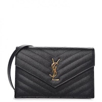 Saint Laurent Envelope Chain Wallet Matelasse Chevron Grain De Poudre Black Saint Laurent Envelope Chain Wallet Matelasse Chevron Grain De Poudre Black