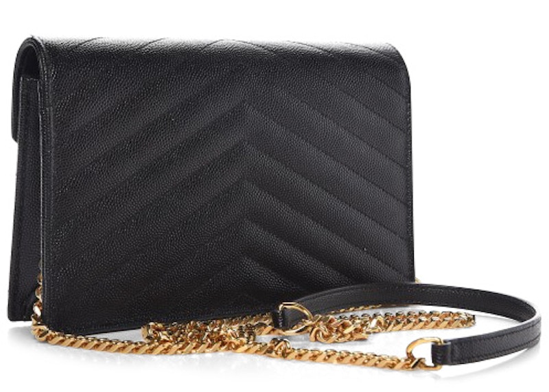 Order サンローラン エンベロープ チェーンウォレット マテラッセ シェブロン ブラック