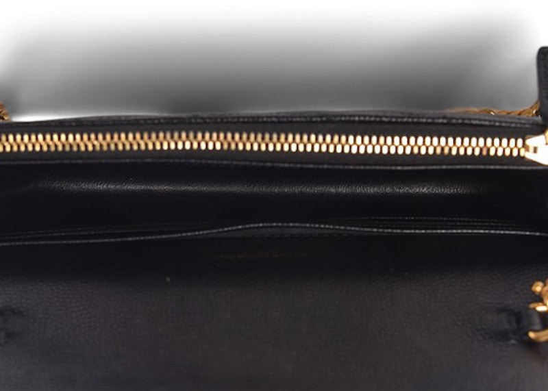 Lookbook サンローラン エンベロープ チェーンウォレット マテラッセ シェブロン ブラック