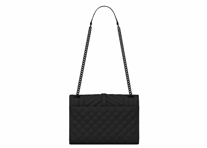 Saint Laurent Envelope Grain de Poudre Embossed Mix Matelasse Medium Matte Black 圖 2