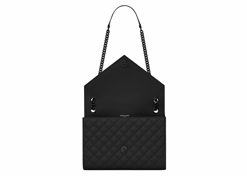 Saint Laurent Envelope Grain de Poudre Embossed Mix Matelasse Medium Matte Black 圖 3