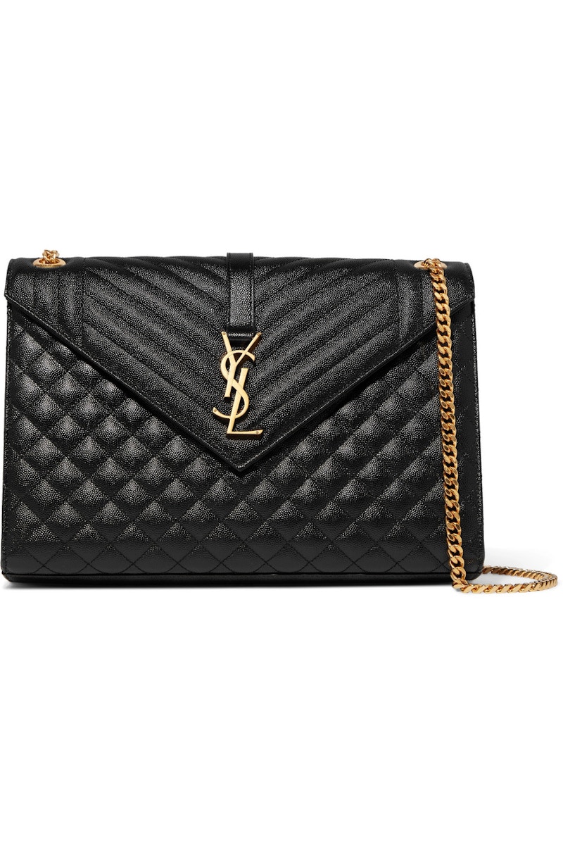 Saint Laurent Envelope Grain de Poudre Large Black
