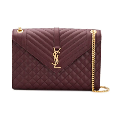 Saint Laurent Envelope Grain de Poudre Medium Burgundy