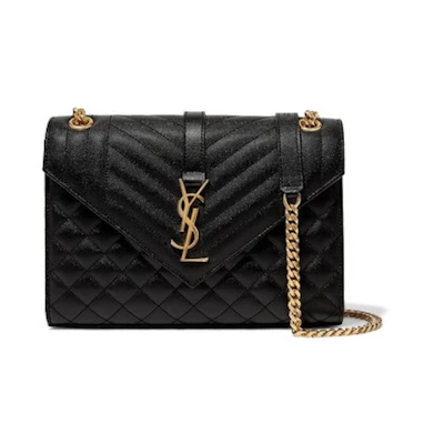 Saint Laurent Envelope Medium Bag Grain de Poudre Black