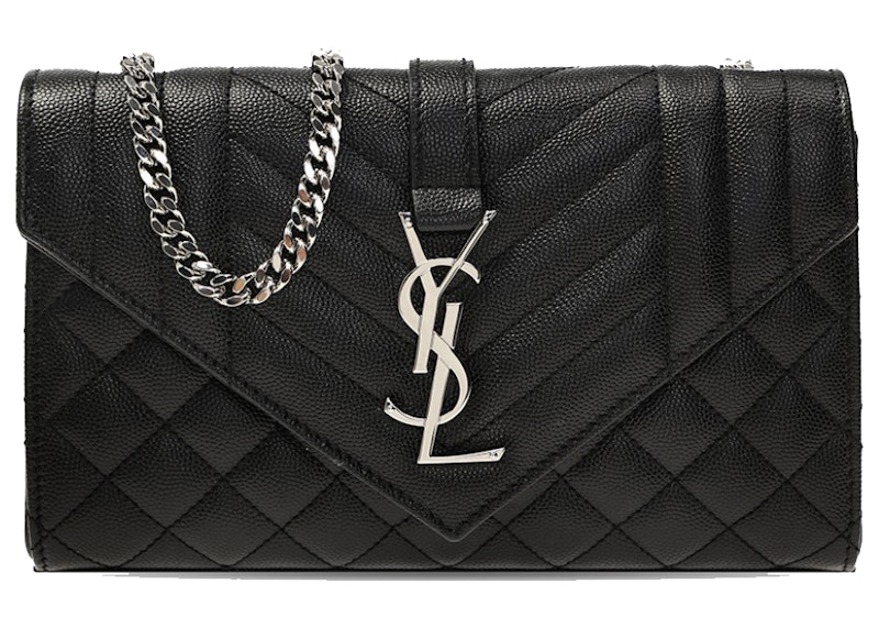Saint Laurent Envelope Quilted Shoulder Bag Black