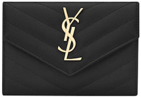 Saint Laurent Envelope Wallet Matelasse Grain de Poudre Small Black Saint Laurent Envelope Wallet Matelasse Grain de Poudre Small Black