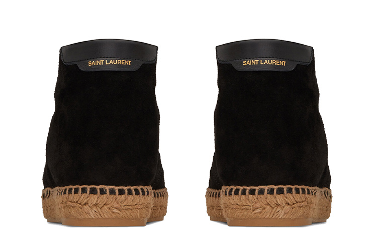 Shop Saint Laurent Espadrille 'Suede Hitam' 6059221NX101000