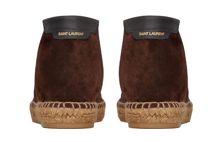 Shop SAINT LAURENT 絨面革編織漁夫鞋 棕色