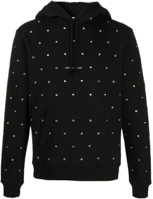 Saint Laurent Eyelet Detail Loose Black Sweatshirt for Men 632418YBQZ21032 Buy Saint Laurent Eyelet Detail Loose Black Sweatshirt for Men 632418YBQZ21032