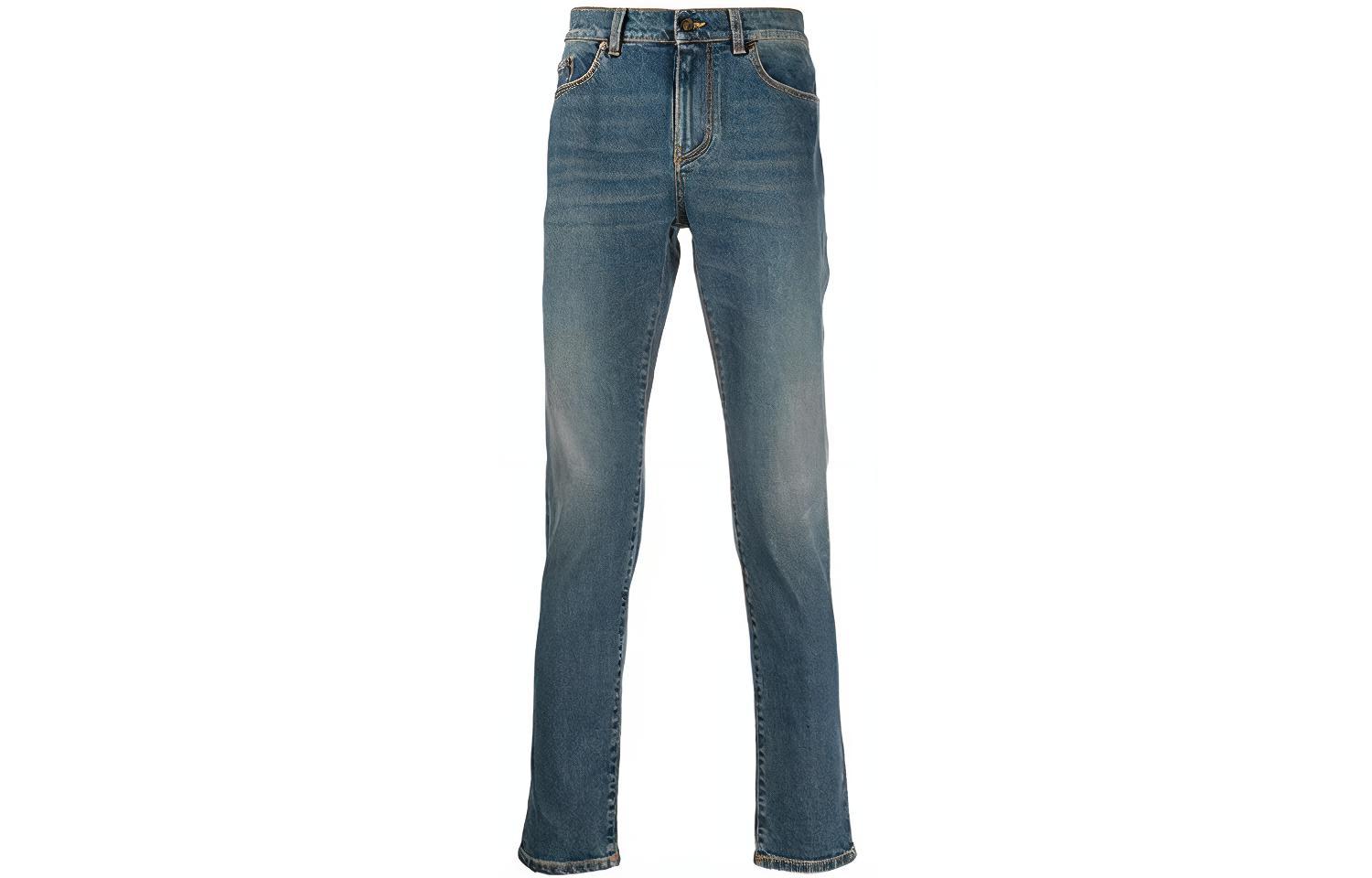 SAINT LAURENT Faded Straight-Leg Jeans Mens Blue 601478YN5074270