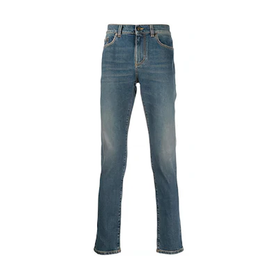 SAINT LAURENT Faded Straight-Leg Jeans Mens Blue 601478YN5074270