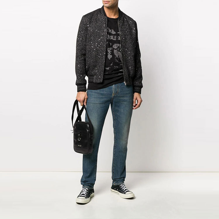 Lookbook 생로랑 페이디드 스트레이트 핏 청바지 남성 블루 601478YN5074270