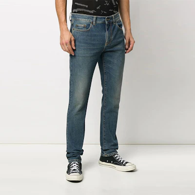 생로랑 페이디드 스트레이트 핏 청바지 남성 블루 601478YN5074270 Shop 생로랑 페이디드 스트레이트 핏 청바지 남성 블루 601478YN5074270