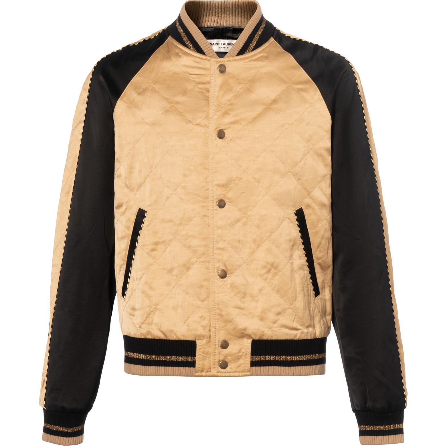Saint Laurent Flame Satin Quilted Silk Jacket Men’s Light Gold 643883Y1C318045