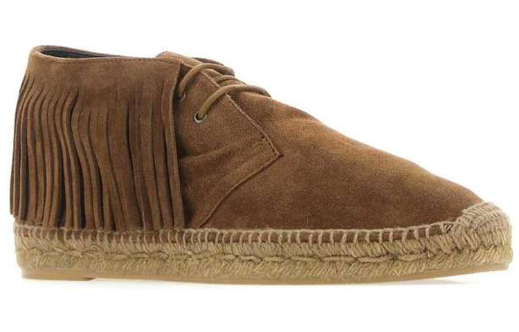 Lookbook Saint Laurent Fringe Lace-Up Ankle Boots 'Brown Suede' 6309261NX002330
