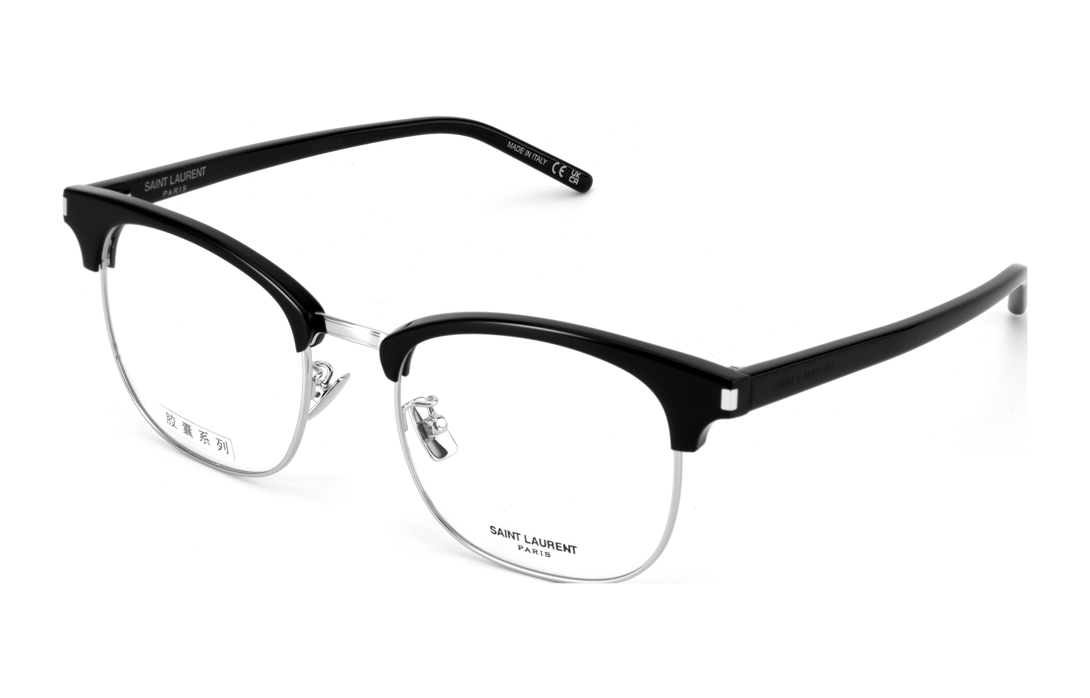 Saint Laurent Full Rim Irregular Oval Black Optical Glasses Men SL104 F001