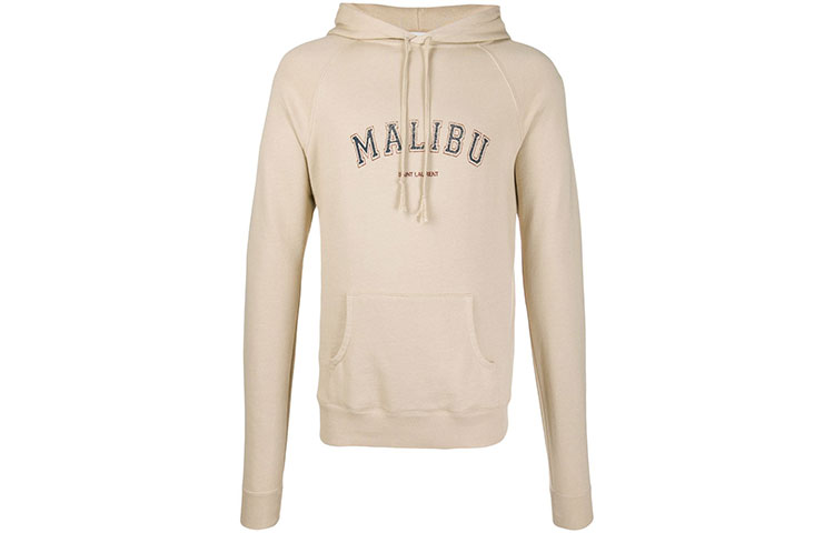 Saint Laurent FW21 Beige Letter Print Hoodie Long Sleeve 603281YBQW29748