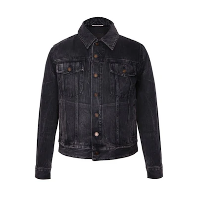 SAINT LAURENT FW21 Black Denim Jacket with Collar. 505820YD8051098