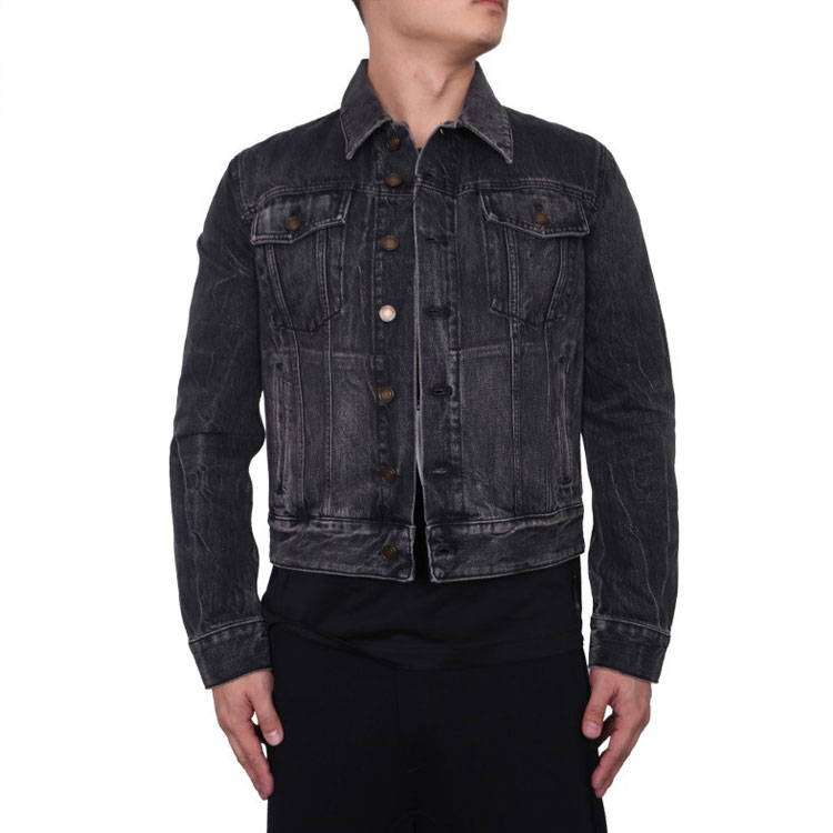 Purchase SAINT LAURENT FW21 Black Denim Jacket with Collar. 505820YD8051098