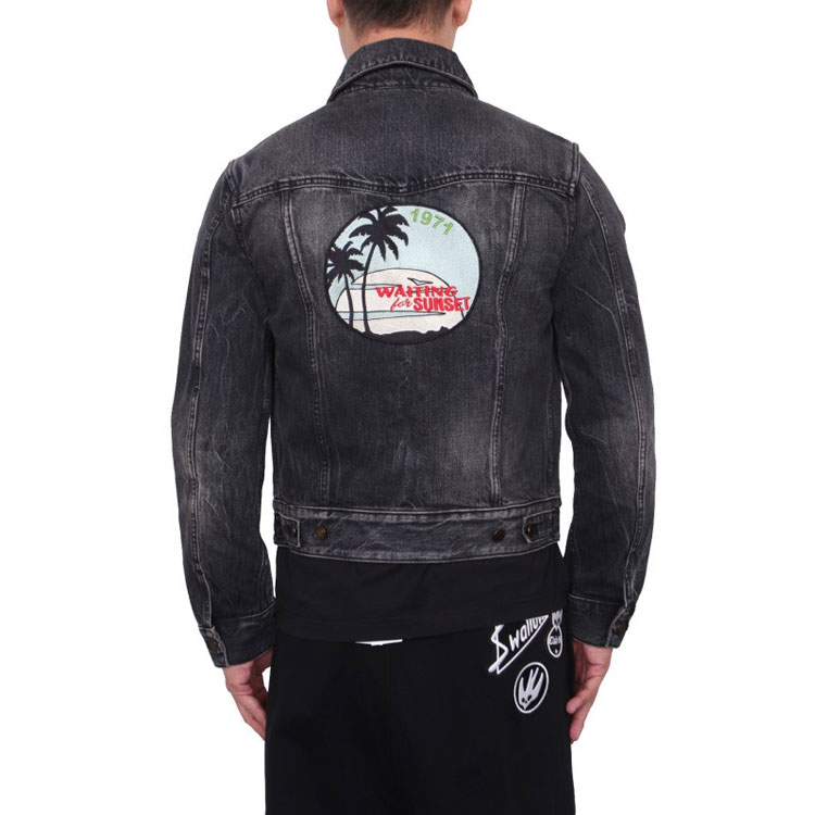 Details for SAINT LAURENT FW21 Black Denim Jacket with Collar. 505820YD8051098