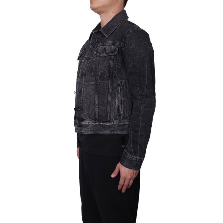 Sizing SAINT LAURENT FW21 Black Denim Jacket with Collar. 505820YD8051098