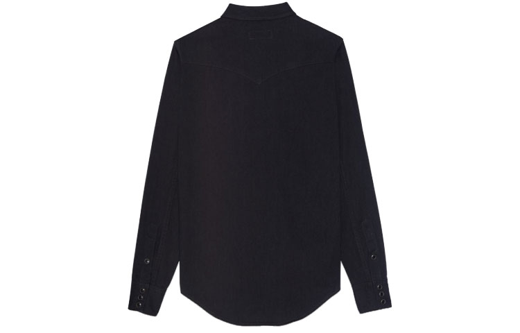 Lookbook SAINT LAURENT FW21 Black Solid Single-Breasted Casual Long Sleeve Shirt 597059YM8811078