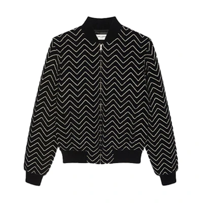 Saint Laurent FW21 Black Velvet Bomber Jacket 671921Y525R1000