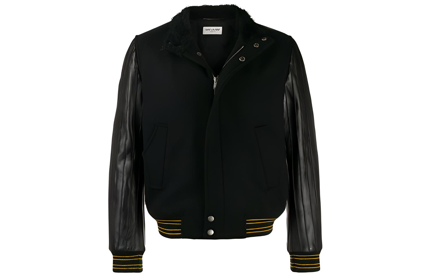 Saint Laurent FW21 Colorblock Zip-Up Jacket Black 576585Y180W1000