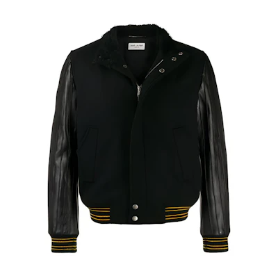 Saint Laurent FW21 Colorblock Zip-Up Jacket Black 576585Y180W1000