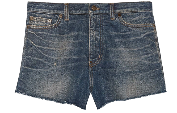 Order SAINT LAURENT FW21 Distressed Relaxed Shorts Blue Moon Color. 681723YF9704406