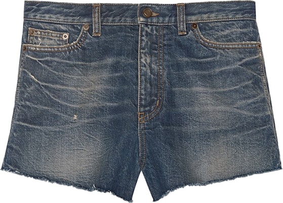 SAINT LAURENT FW21 Distressed Relaxed Shorts Blue Moon Color. 681723YF9704406 Order SAINT LAURENT FW21 Distressed Relaxed Shorts Blue Moon Color. 681723YF9704406