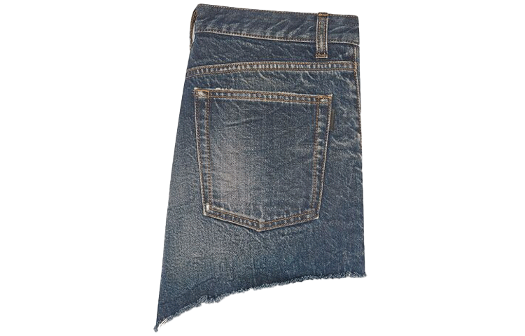 Lookbook SAINT LAURENT FW21 Distressed Relaxed Shorts Blue Moon Color. 681723YF9704406