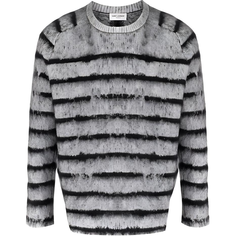 SAINT LAURENT FW21 Gray Striped Wool Knit Pullover Sweater 665838Y75BX1073