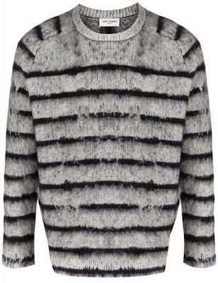 SAINT LAURENT FW21 Gray Striped Wool Knit Pullover Sweater 665838Y75BX1073 Order SAINT LAURENT FW21 Gray Striped Wool Knit Pullover Sweater 665838Y75BX1073