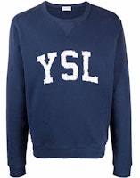 SAINT LAURENT FW21 Logo Letter Print Crewneck Sweatshirt Blue 666979Y36IP4201 SAINT LAURENT FW21 Logo Letter Print Crewneck Sweatshirt Blue 666979Y36IP4201