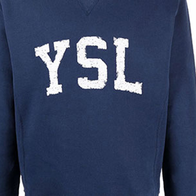 Sizing SAINT LAURENT FW21 Logo Letter Print Crewneck Sweatshirt Biru. 666979Y36IP4201