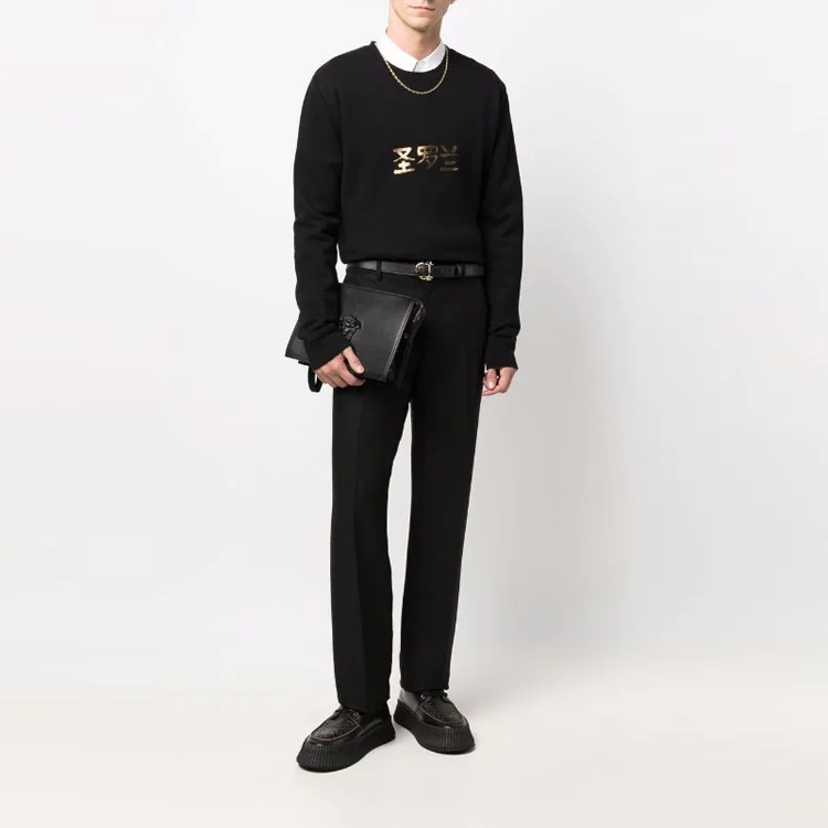 Shop 聖羅蘭 FW21 黑色logo印花長袖圓領衛衣 665264Y36HR1039